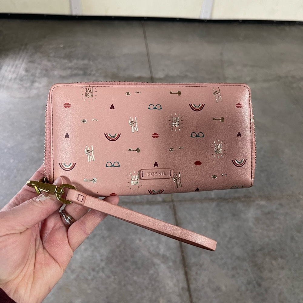 Fossil Caroline Rfid Zip Around Wallet Cherry Blo… - image 1